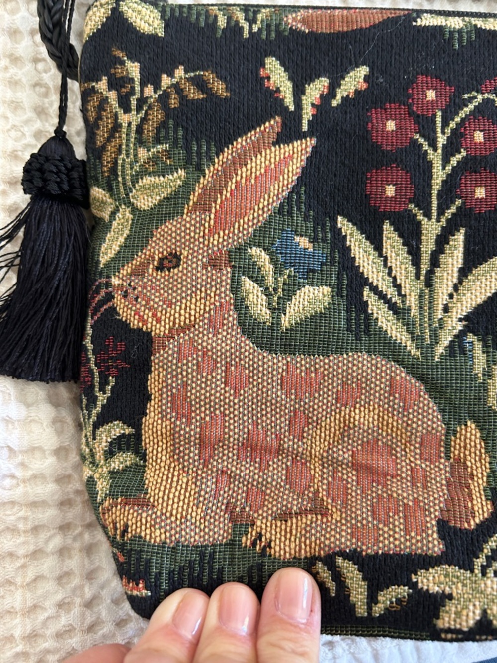 Home and Abroad Tapestry Animal Motif Crossbody Bag in Black and Multicolor - Picture 2 of 5